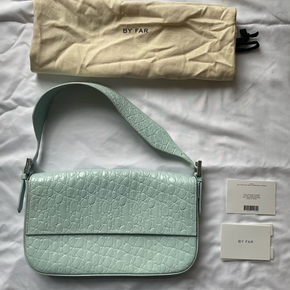 By FAR blue leather shoulder bag